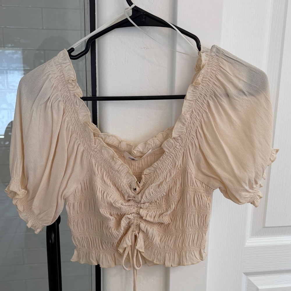 Ruched Tie-Front Crop Top